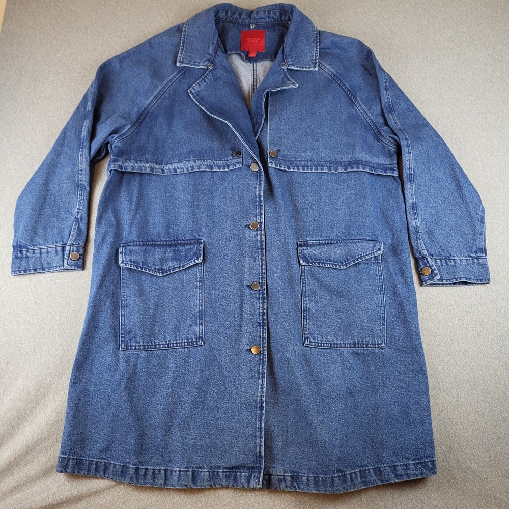 Jennifer Lopez Jean Jacket Womens XXL Blue Denim Collared Long Sleeve Button Up